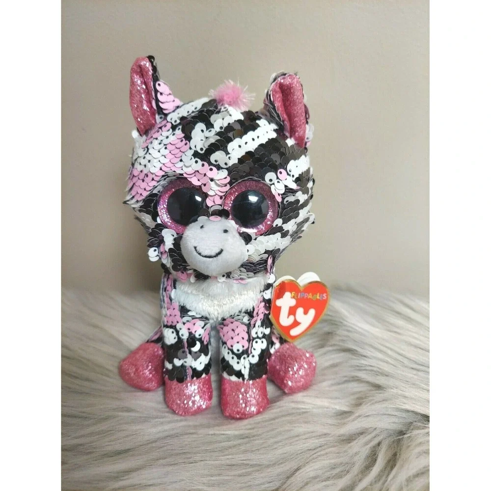 TY Flippables Zoey the Zebra Beanie‎ Flippable Sequin Plush 6